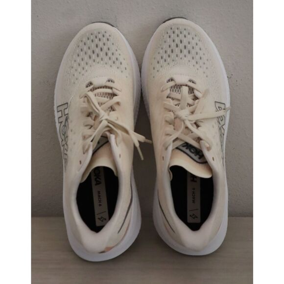 Hoka One One Women's Sz 10B Eggnog Vanilla/Yellowish White Mach 6 Sneakers Shoes - Picture 2 of 15